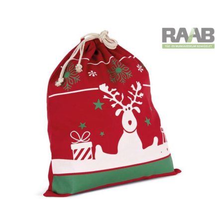 Christmas zsák szarvas mintával - piros- karácsonyi ajánlat
