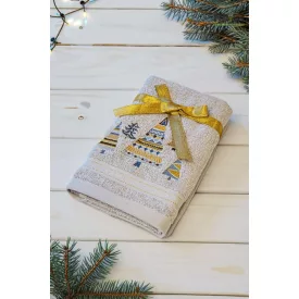   Christmas törölköző sand szín/fenyő mintás 45X70 cm-es