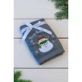 Christmas törölköző szürke/hóemberes 45X70 cm-es