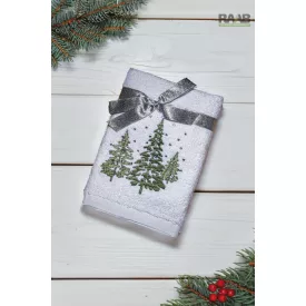 Christmas törölköző fehér/fenyő mintás 45X70 cm-es