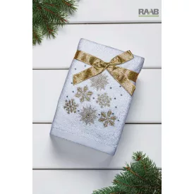 Christmas törölköző fehér/arany hópelyhes 45X70 cm-es