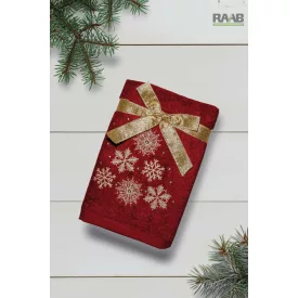 Christmas törölköző piros/arany hópelyhes 45X70 cm-es