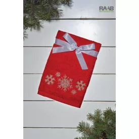 Christmas törölköző piros/arany hópelyhes 45X70 cm-es