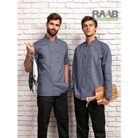 Rövidujjú unisex szakácskabát álló gallérral XS-4XL-ig 