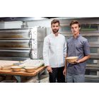 Rövidujjú unisex szakácskabát álló gallérral XS-4XL-ig 