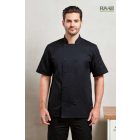 Rövidujjú unisex szakácskabát álló gallérral XS-4XL-ig 