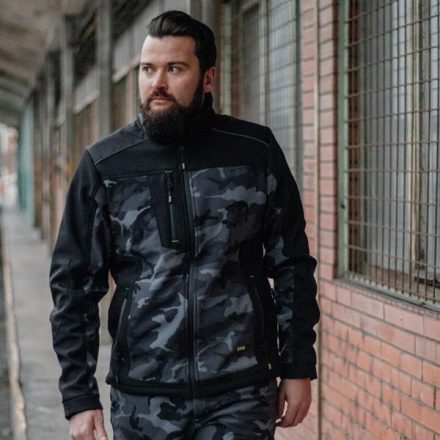 Camos softshell dzseki fekete-szürke terepszínben