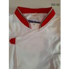 Fehér  unisex szakácskabát piros/fehér/zóld díszítéssel